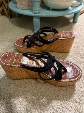 Sam Edelman Ronda platform wedge sandals leather cork slip-on 7